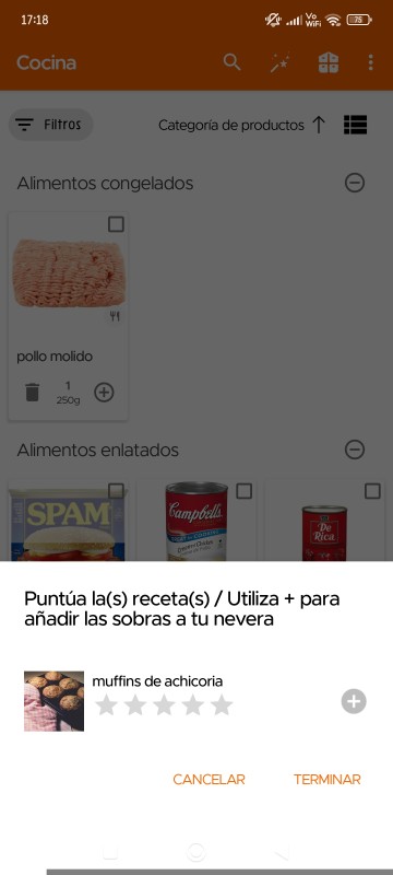 Create dish/leftover option in inventory